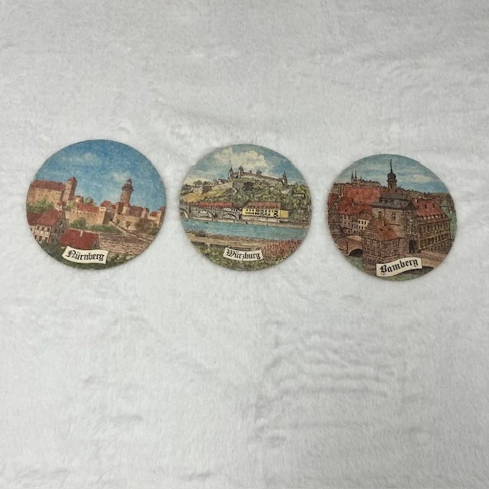 Vintage German Beer Coasters Set of 6 K. Prossl Munchen Bavaria Souvenir Cities